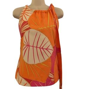 Molly B Tropical Leaf Print Side Tie Halter Top Size 4